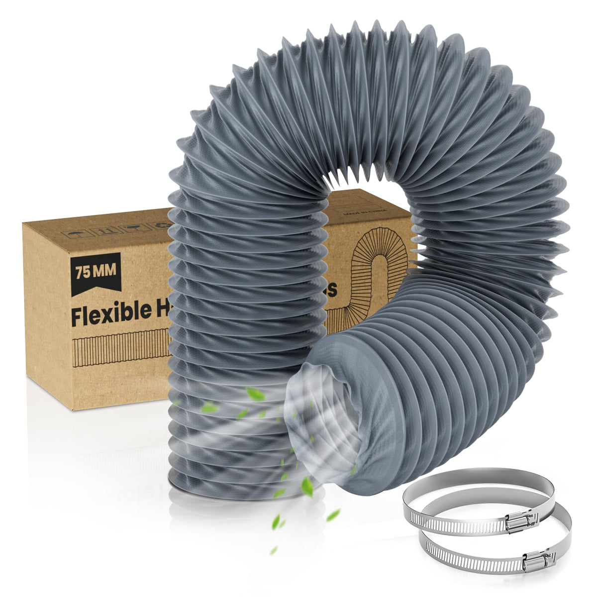 HG Power 3 inch duct hose, flexible and heat-resistant for HVAC airflow