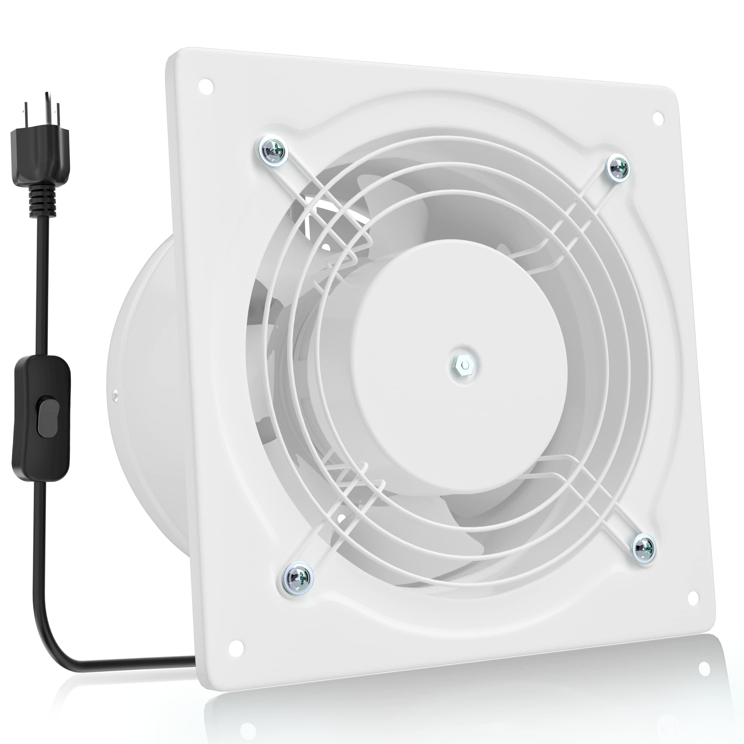 HG Power 6-Inch Exhaust Fan front view; compact wall-mounted ventilation for kitchens, efficient air exchange.