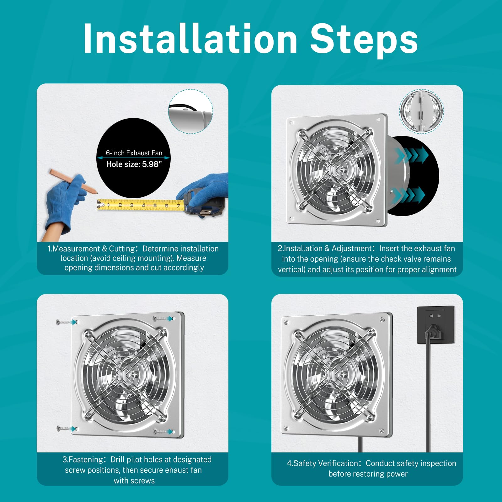 HG Power 6-Inch Exhaust Fan kitchen use showcases efficient odor and humidity control