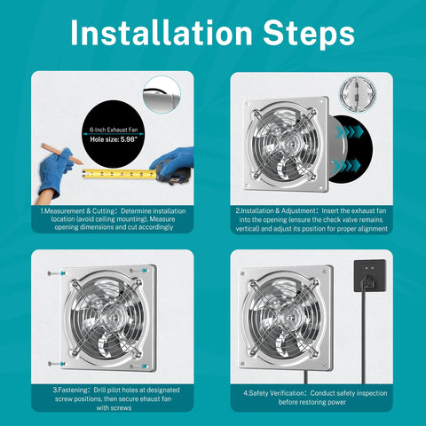 HG Power 6-Inch Exhaust Fan kitchen use showcases efficient odor and humidity control