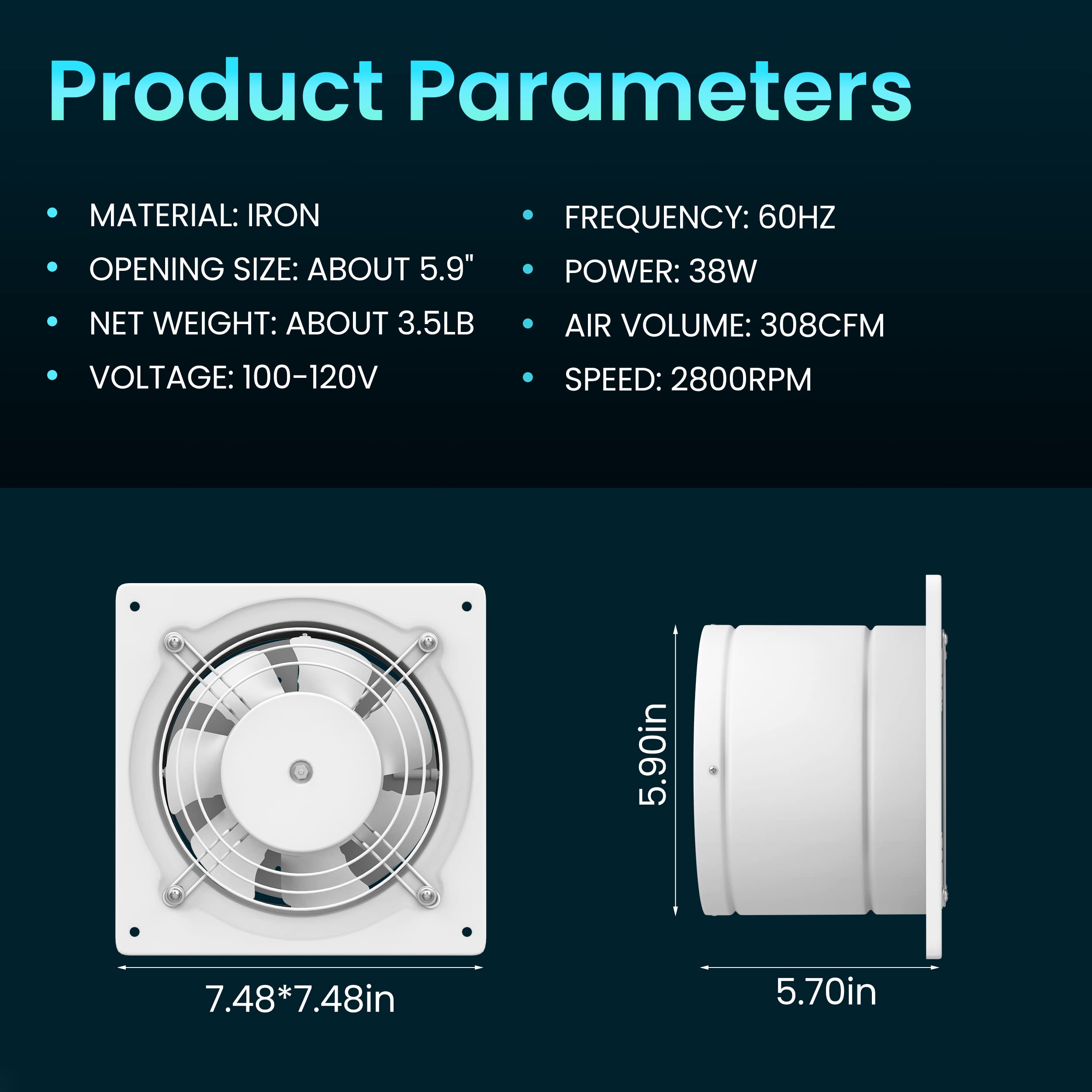 HG Power 6-Inch Exhaust Fan motor detail shows efficient, high-performance unit powering steady airflow.