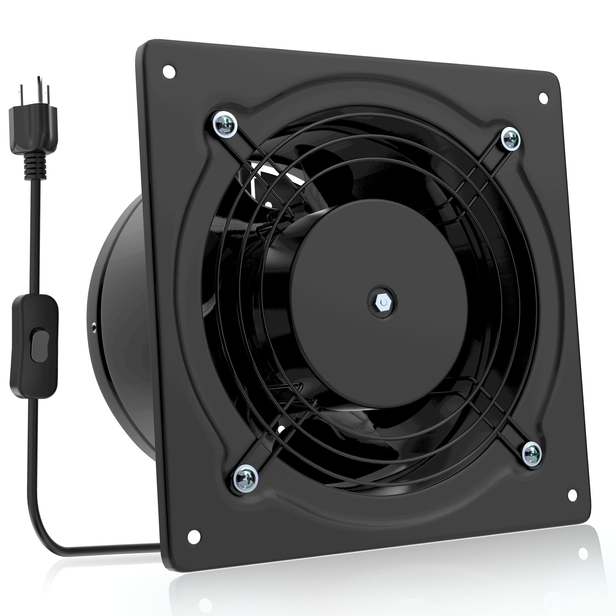 HG Power 6-inch wall-mount exhaust fan on wall, delivering efficient ventilation for kitchens.