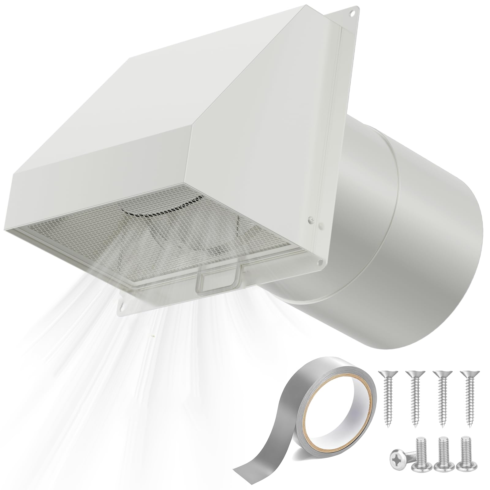 HG Power 6-Inch hooded wall vent with screen for exterior ventilation