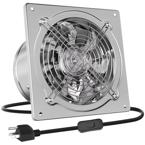 HG Power 8-inch exhaust fan front view showing strong airflow for kitchens and garages