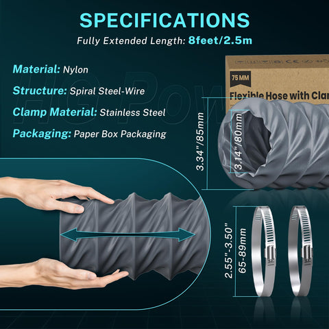 HG Power flexible nylon duct, wear and knot resistant