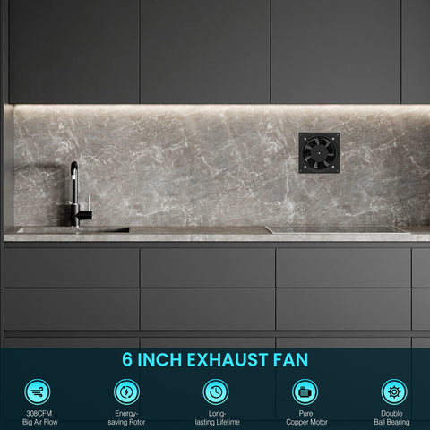 HG Power 6-inch exhaust fan suitable for kitchens and bathrooms.