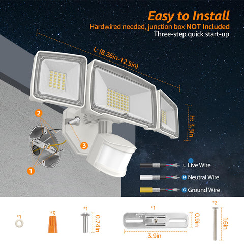 HGGH 6200 lumen brightness highlights pathways and yards.