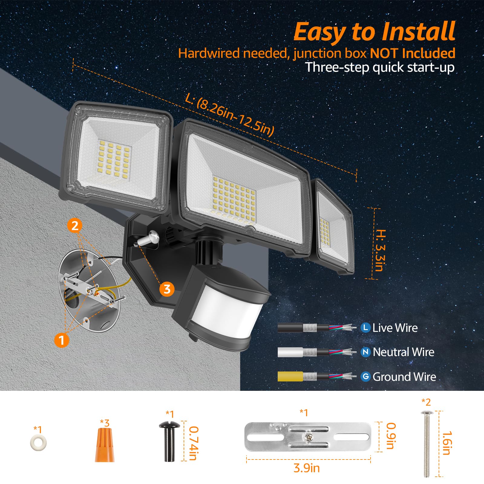 HGGH IP65 waterproof exterior light withstands rain and snow for outdoor use