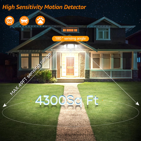 HGGH outdoor floodlights with three adjustable heads illuminate wide areas around your home
