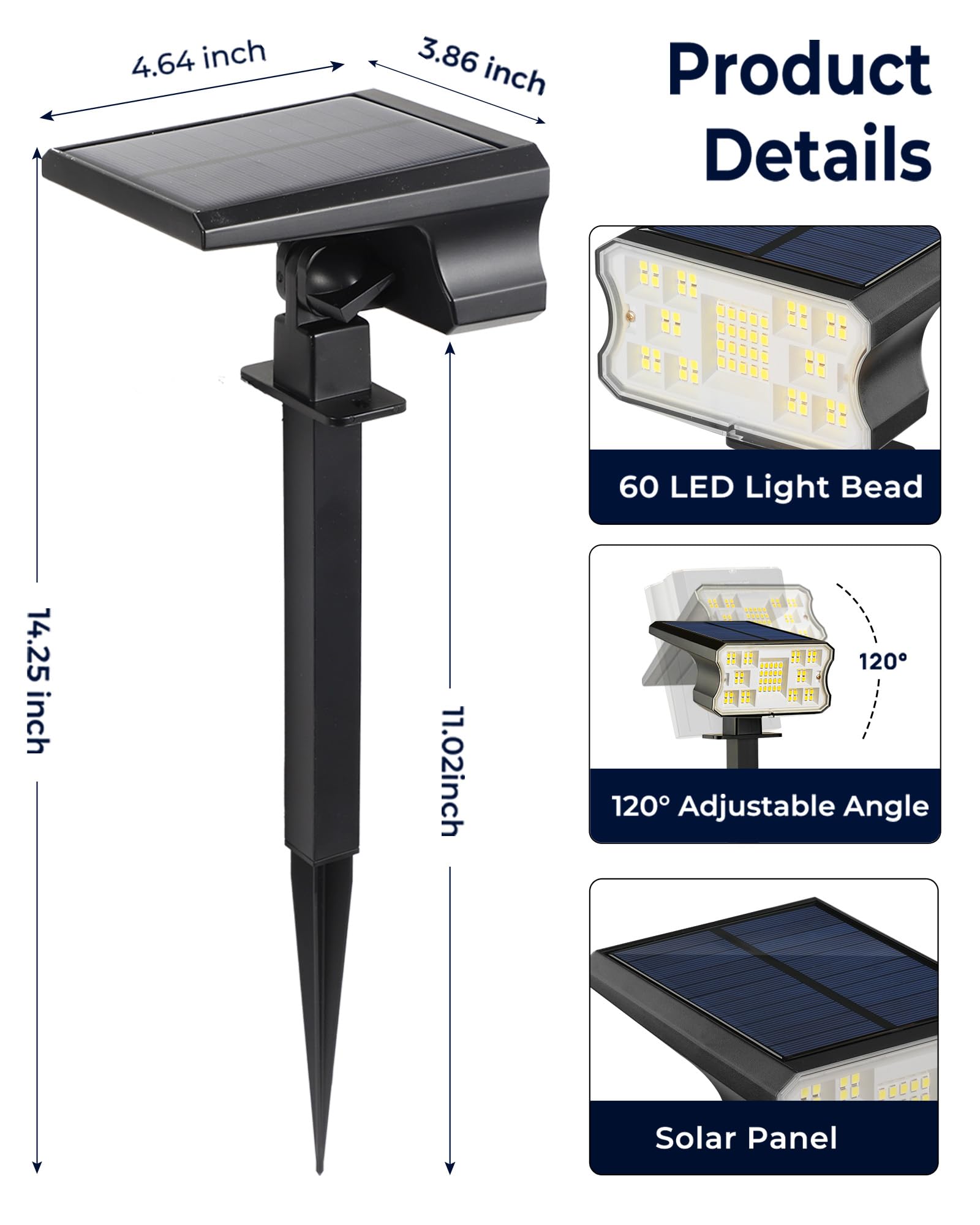 HGGH 60-LED solar spotlight delivers bright, even garden illumination