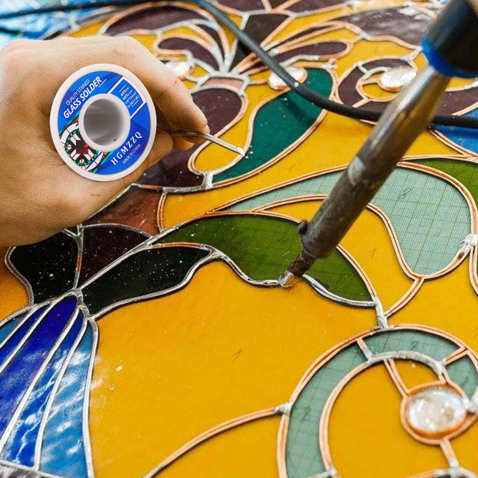 HGMZZQ glass art application demonstrating strong solder joints