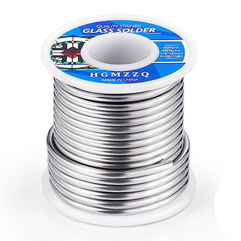 HGMZZQ solid-core solder wire close-up showing consistent flow for glass art