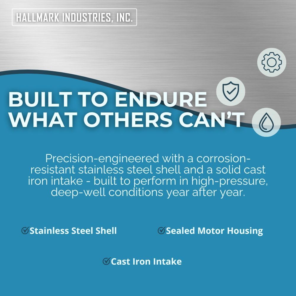 HHallmark Deep Well Submersible Pump 4-inch well connection for easy install