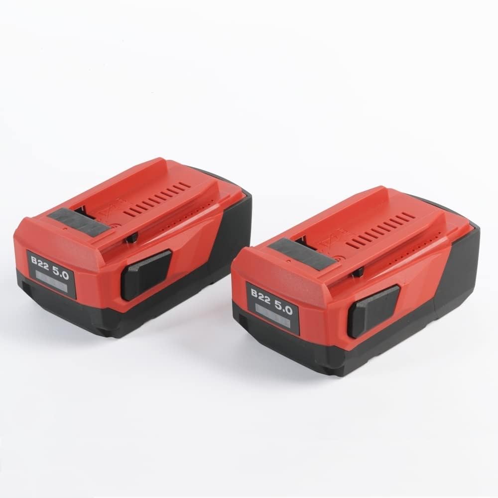 HHiMXPO 2-pack battery overview shows Hilti B22 compatibility and 22V output