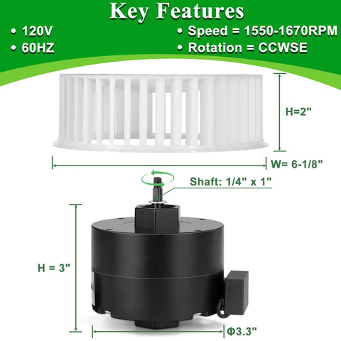 HHQ Nutone-compatible motor models 8662 and 8833 for a snug, efficient fit.