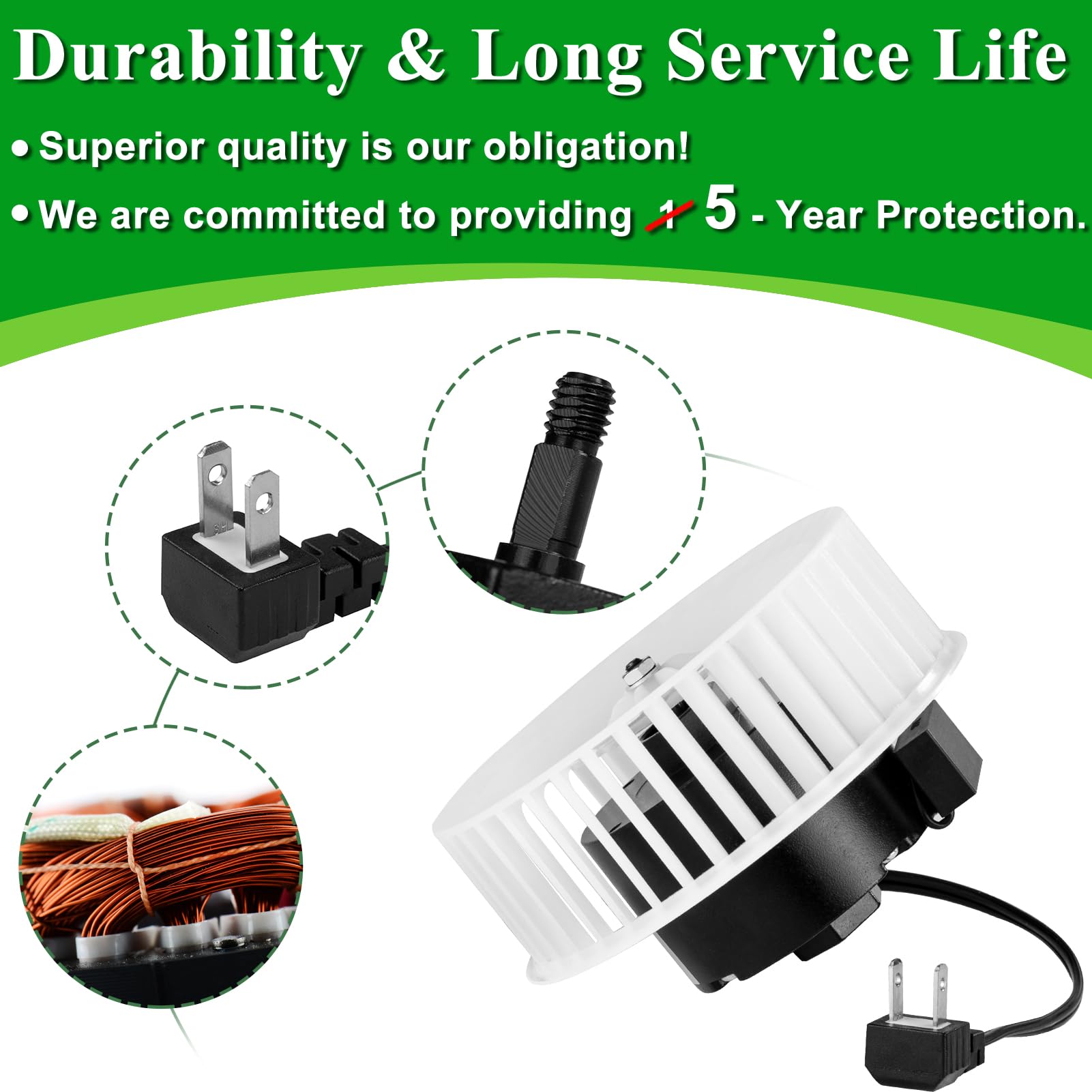 HHQ quiet, energy-efficient motor offers smoother operation.