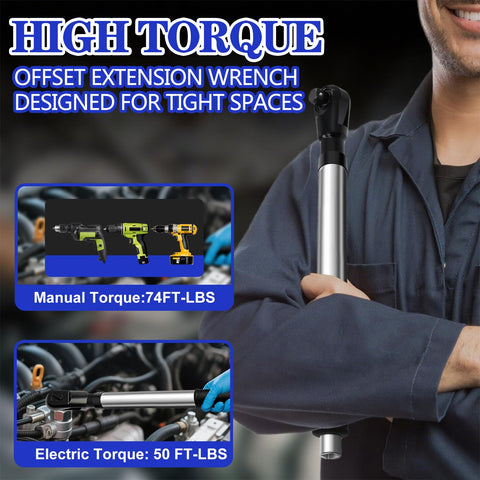 HHZSUMI offset extension wrench 90-degree geometry boosts access.