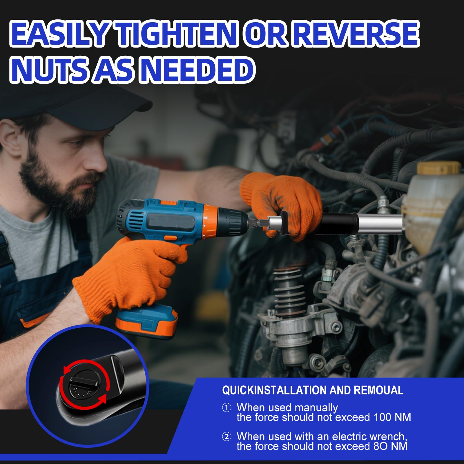 HHZSUMI offset extension wrench pneumatic adapter enables quick removal.