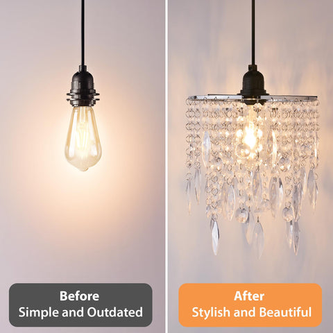 Hi-ERA crystal lampshade bedroom ambience emphasizes soft reflective light.