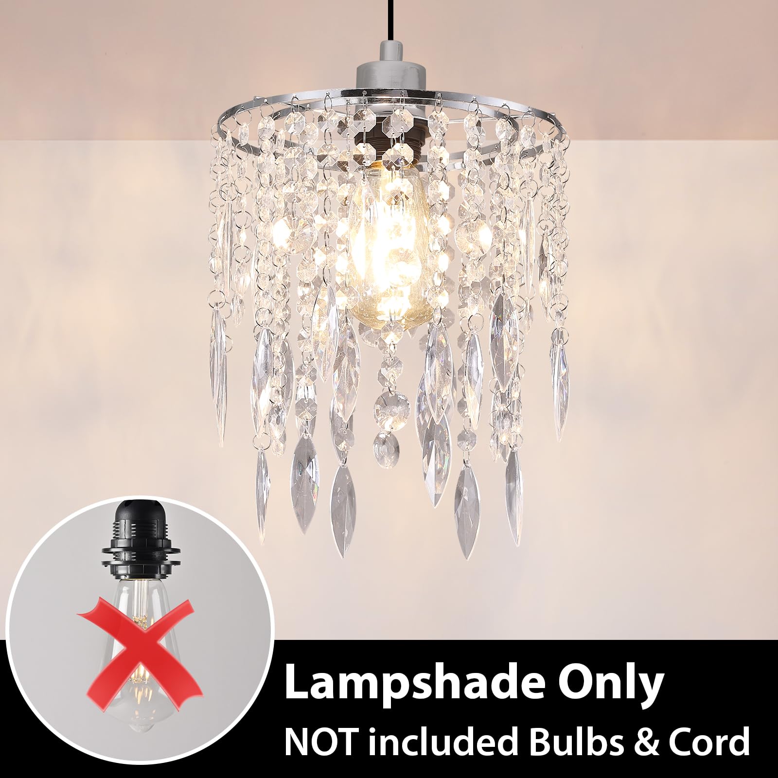 Hi-ERA crystal lampshade hanging installation demonstrates ready-to-hang setup.
