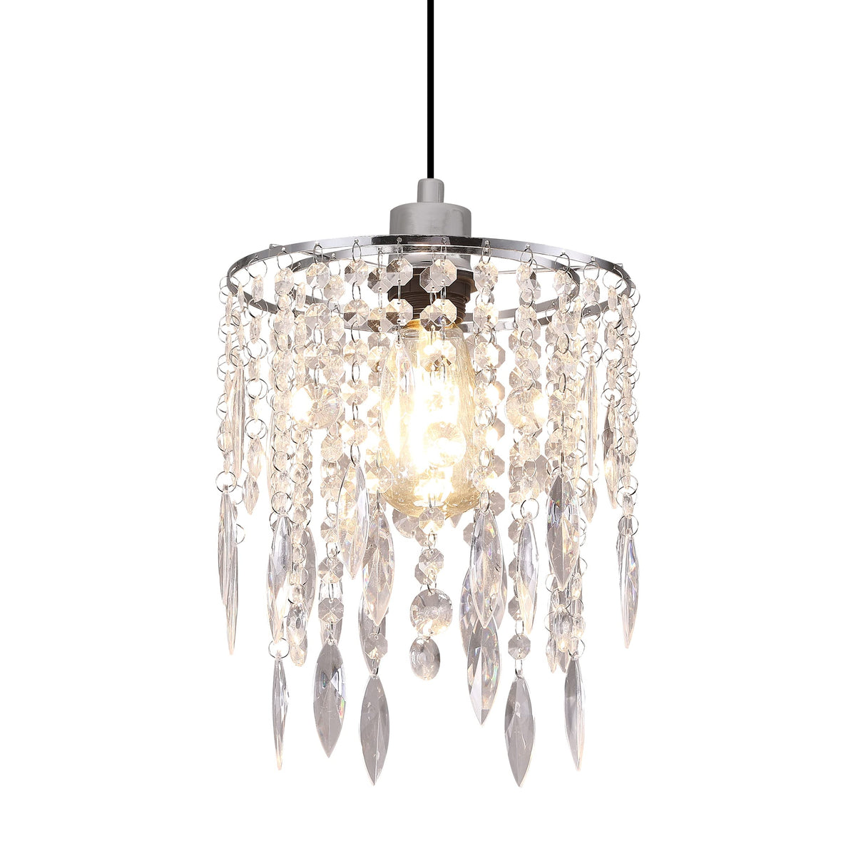 Hi-ERA two-tier crystal shade closeup beads adds sparkling elegance to ceilings.