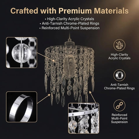 Hi-ERA two-tier crystal shade full view suits modern living rooms.