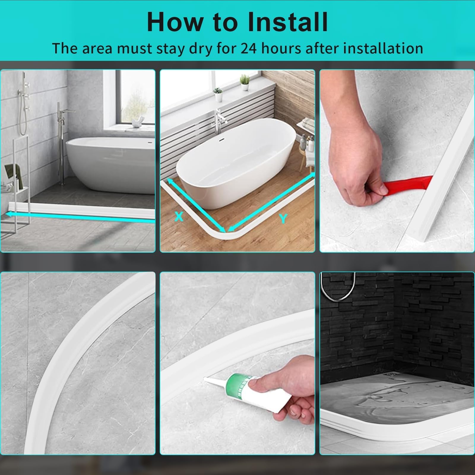 Hi-Na curbless shower water barrier keeps water contained at thresholds