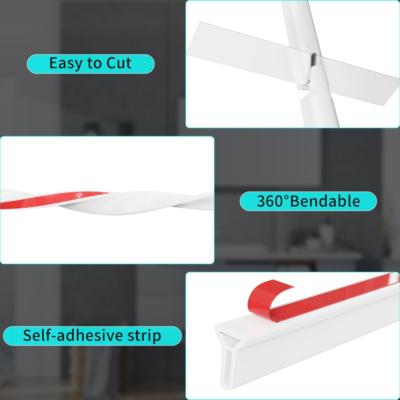 Hi-Na 10ft white threshold dam suits larger showers and kitchens