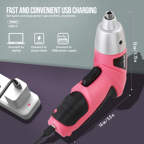 Hi-Spec 220 rpm single-speed screwdriver delivering smooth tightening