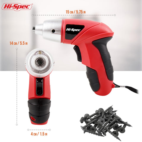 Hi-Spec screwdriver with 23 bits demonstrates versatile bit set for furniture assembly.