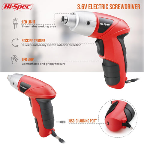 Hi-Spec compact design showcases a lightweight tool ideal for overhead tasks.