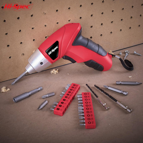Hi-Spec 3.6V cordless tool showing 180 RPM speed for efficient screwdriving.