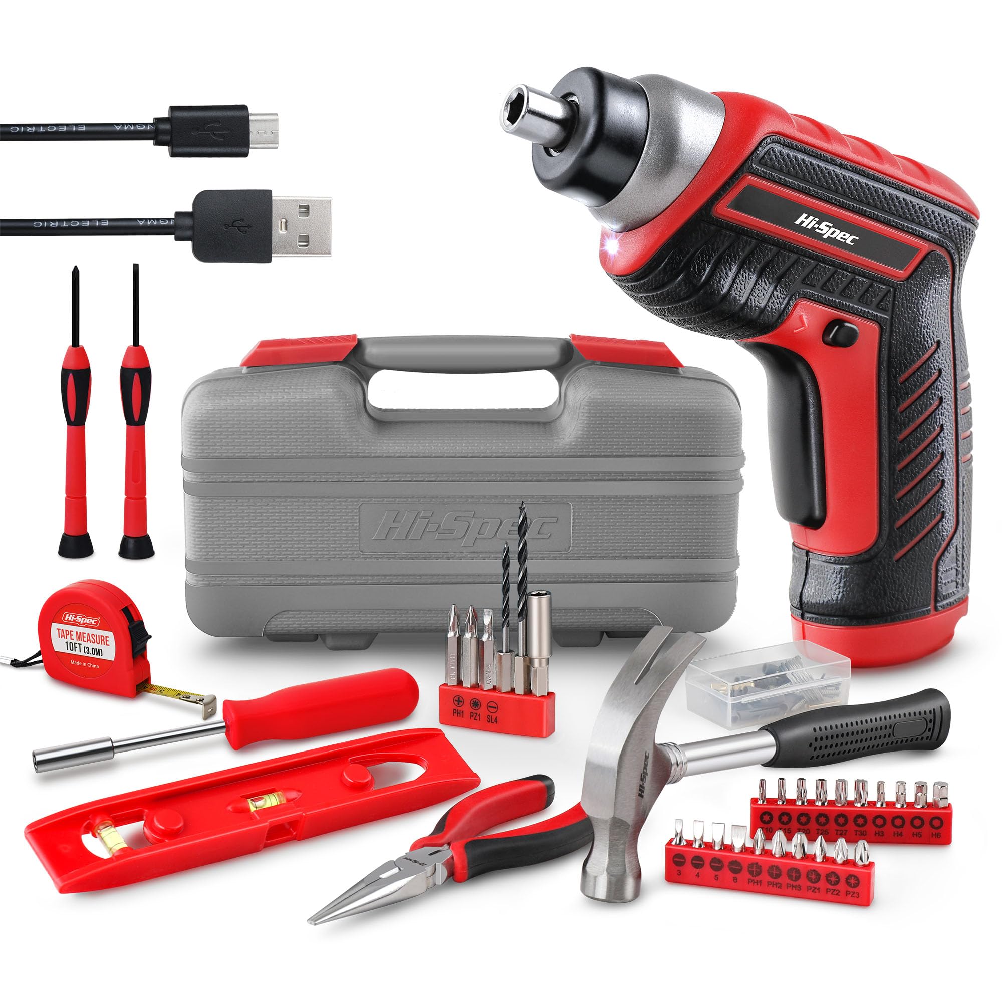 Hi-Spec 35pc red tool kit case organized for quick repairs