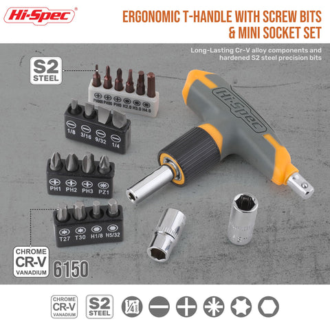 Hi-Spec screwdriver bits and drive handle enabling precise assembly