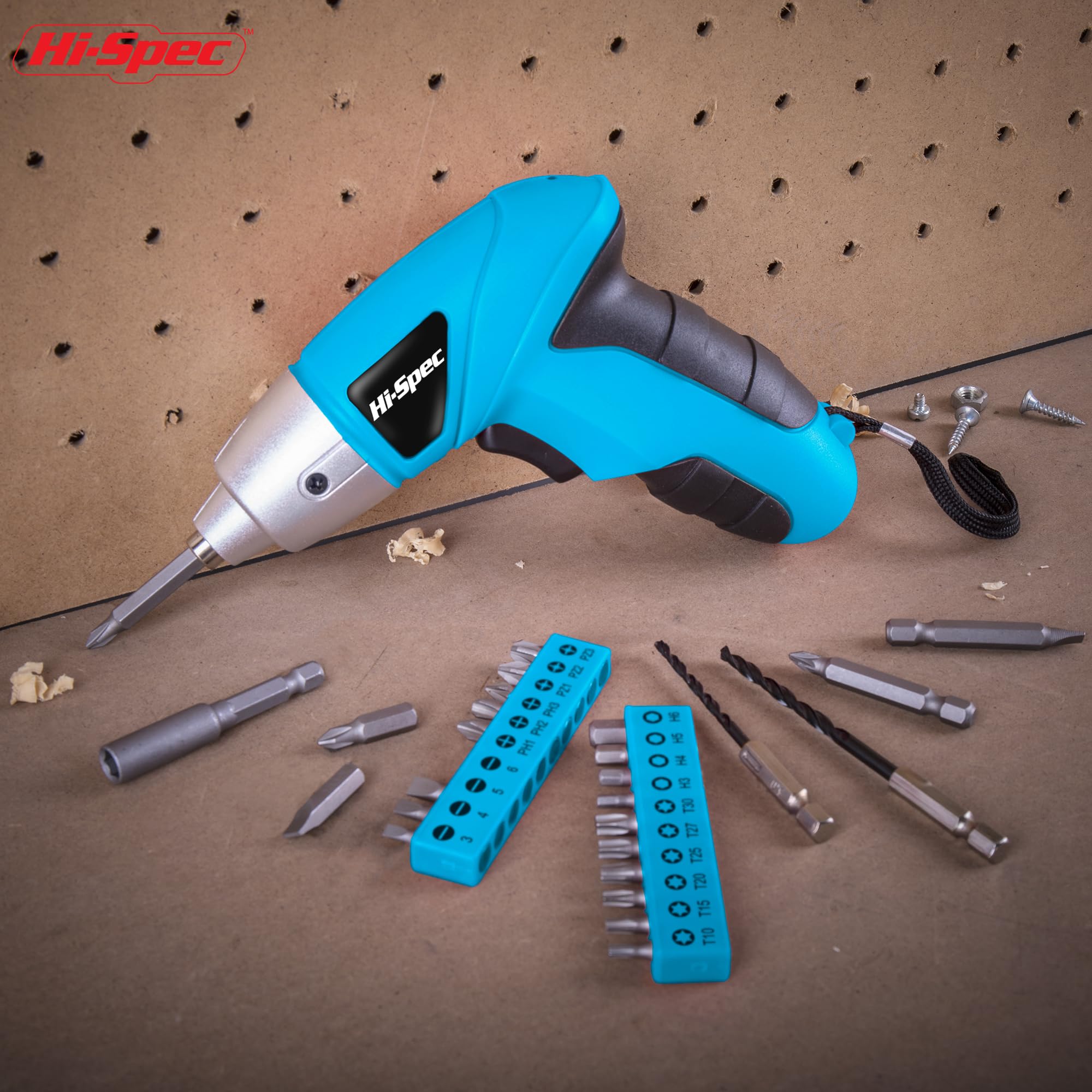 Hi-Spec cordless screwdriver used in an office repair scenario