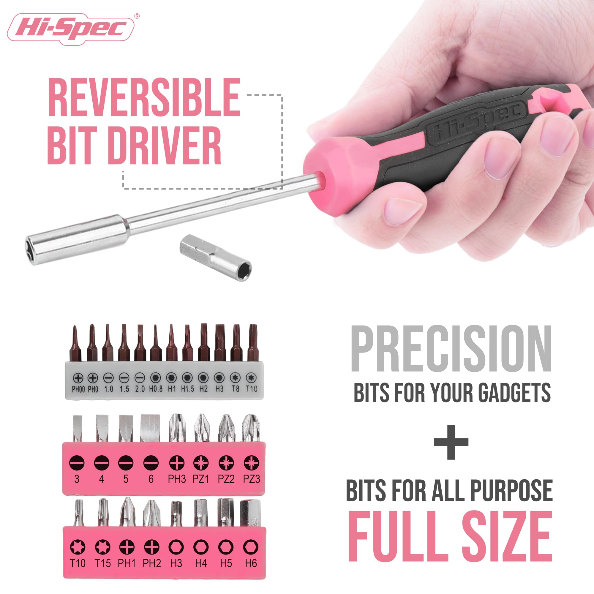 Hi-Spec pink claw hammer offers comfortable grip for everyday fixes.