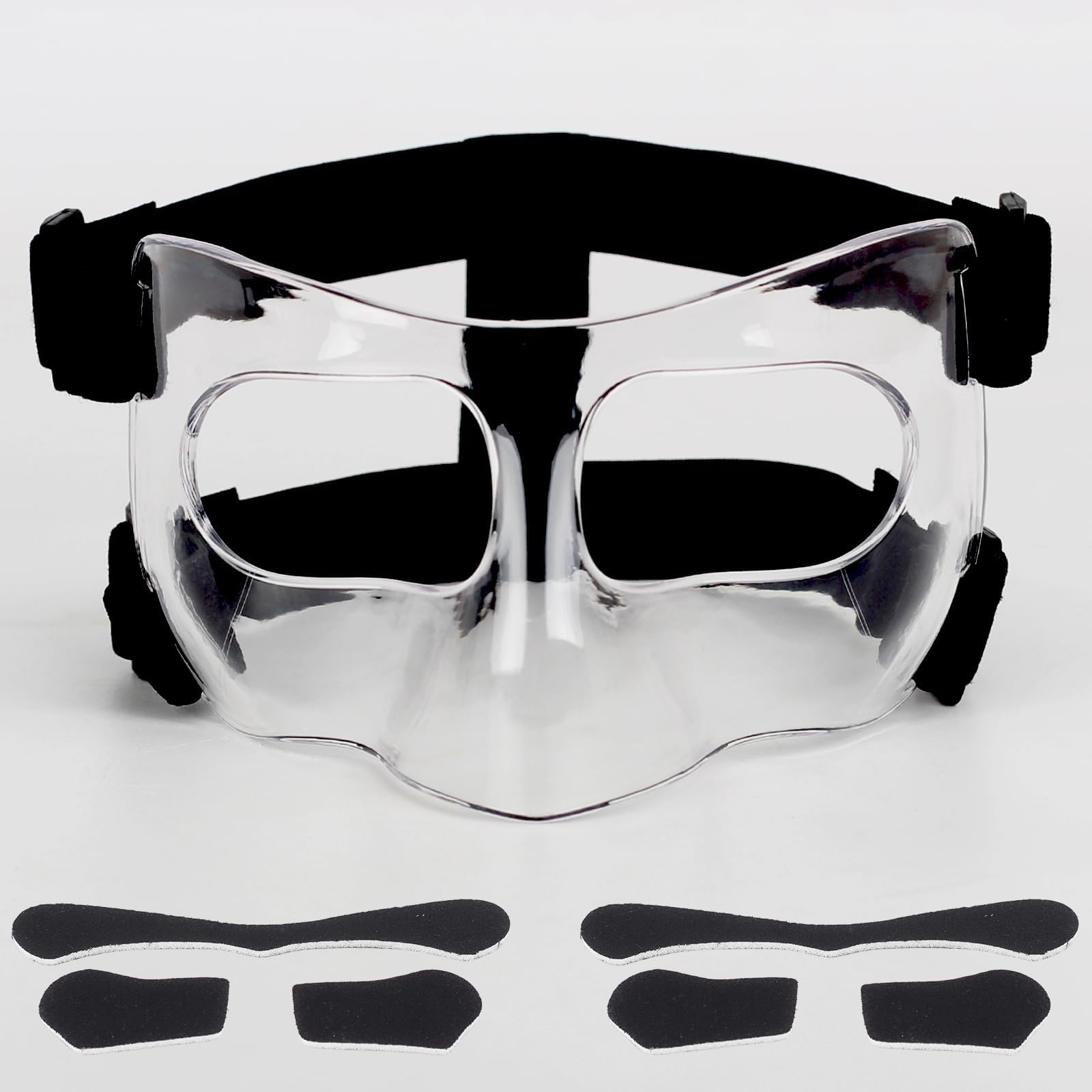 HIAARO QK01C nose guard front view with clear shield for reliable facial protection.
