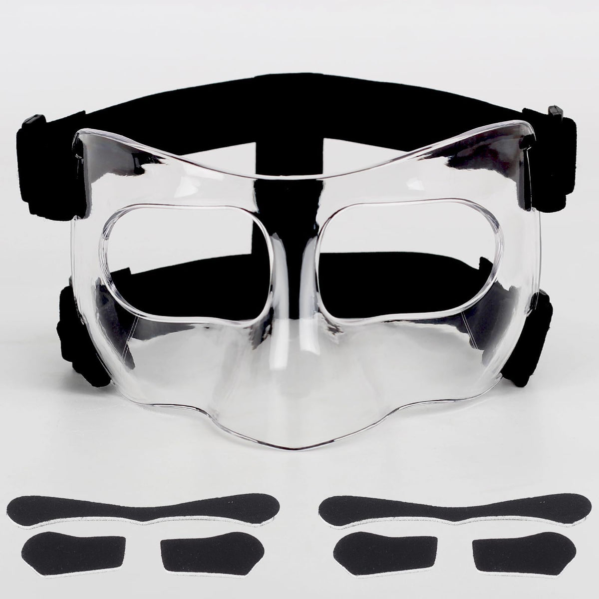 HIAARO QK01C nose guard front view with clear shield for reliable facial protection.