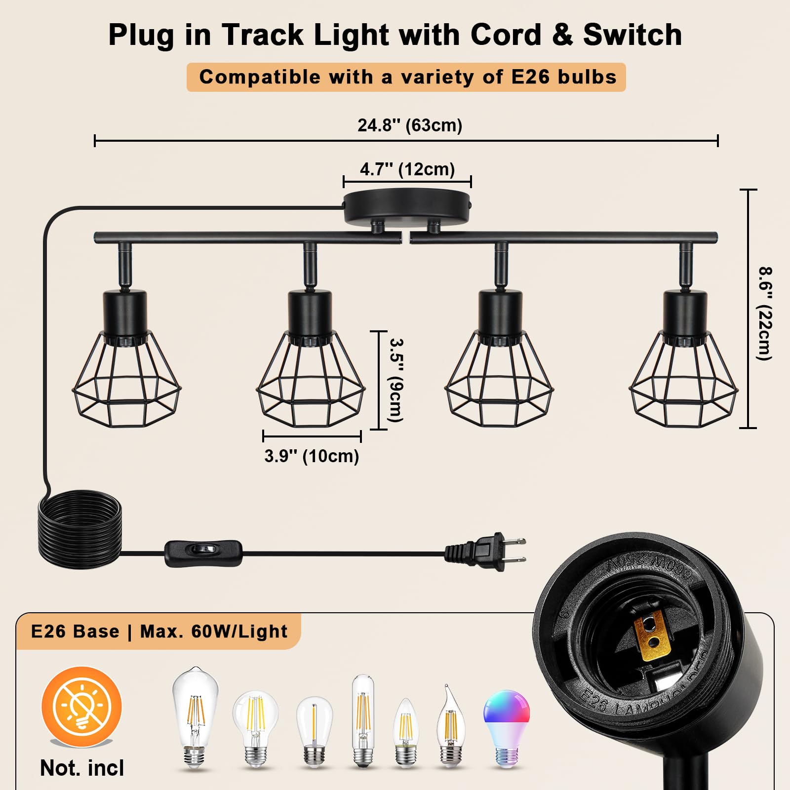 HiBay fixture compatible with E26 bulbs for diverse options