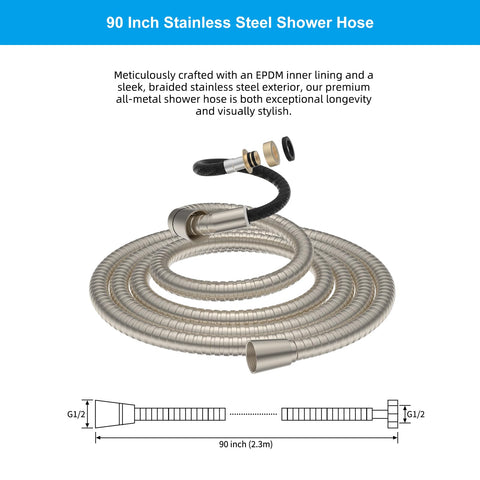 Hibbent 1/2 inch IPS ends provide broad compatibility with handheld showers.