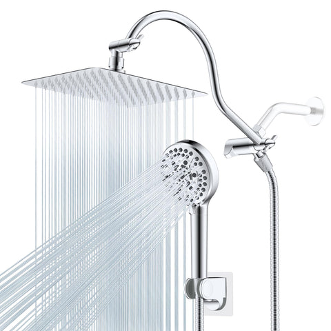 Hibbent 10-inch rainfall shower head in stainless steel delivers a luxurious, gentle rain experience.
