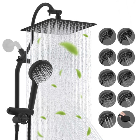 Hibbent 10-inch rainfall showerhead in all-metal build for durable luxury.