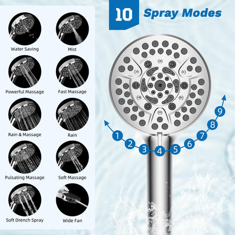 Hibbent 10-spray handheld shower for versatile bathing and cleaning.