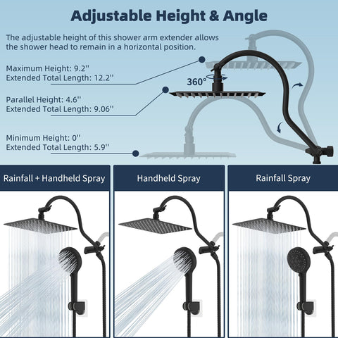 Hibbent 110-splash rainfall head enhances daily shower experience.