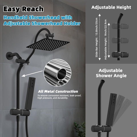 Hibbent 12-inch extension arm keeps rainfall head level and steady.
