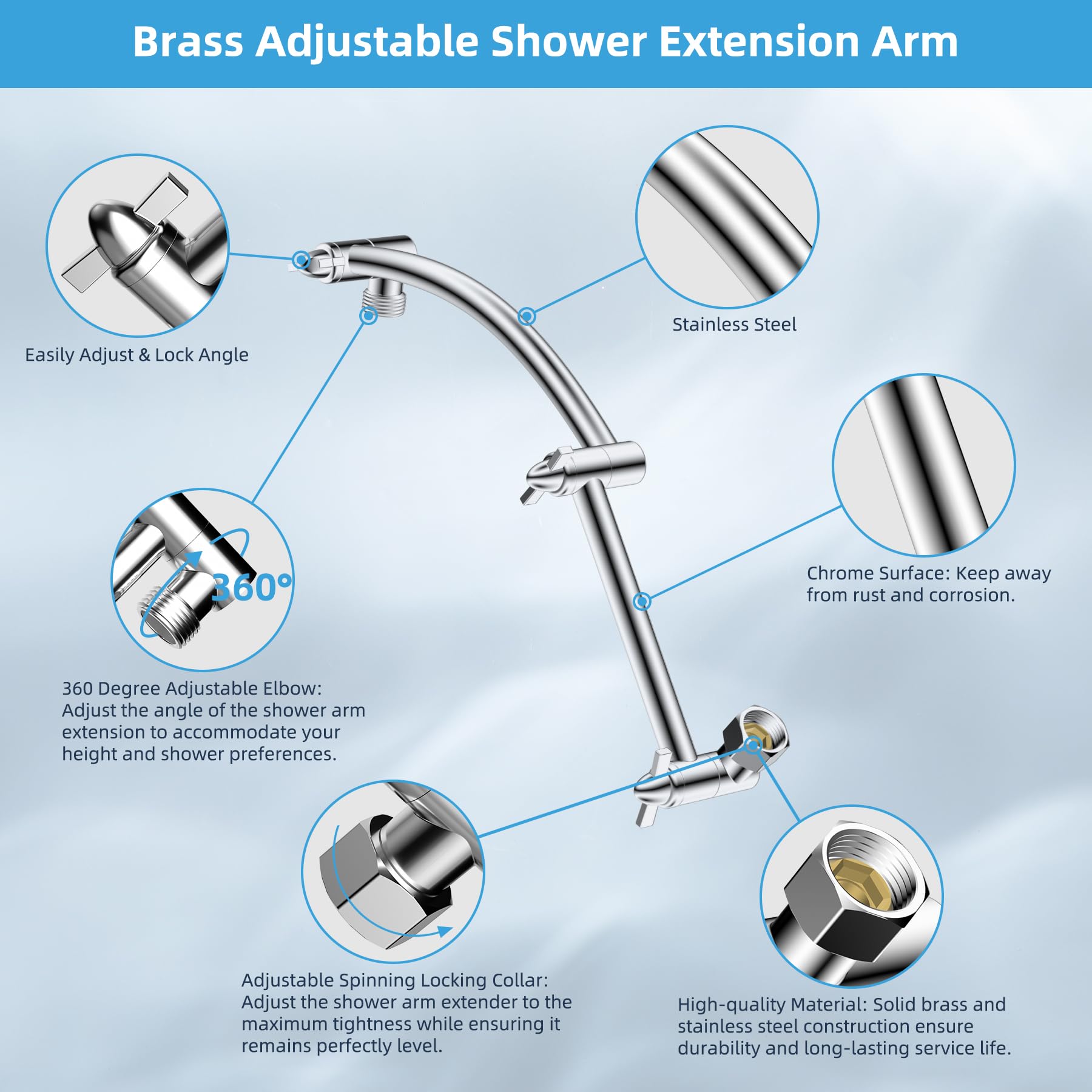 Hibbent 16-inch extension arm arc design elevates height and water flow