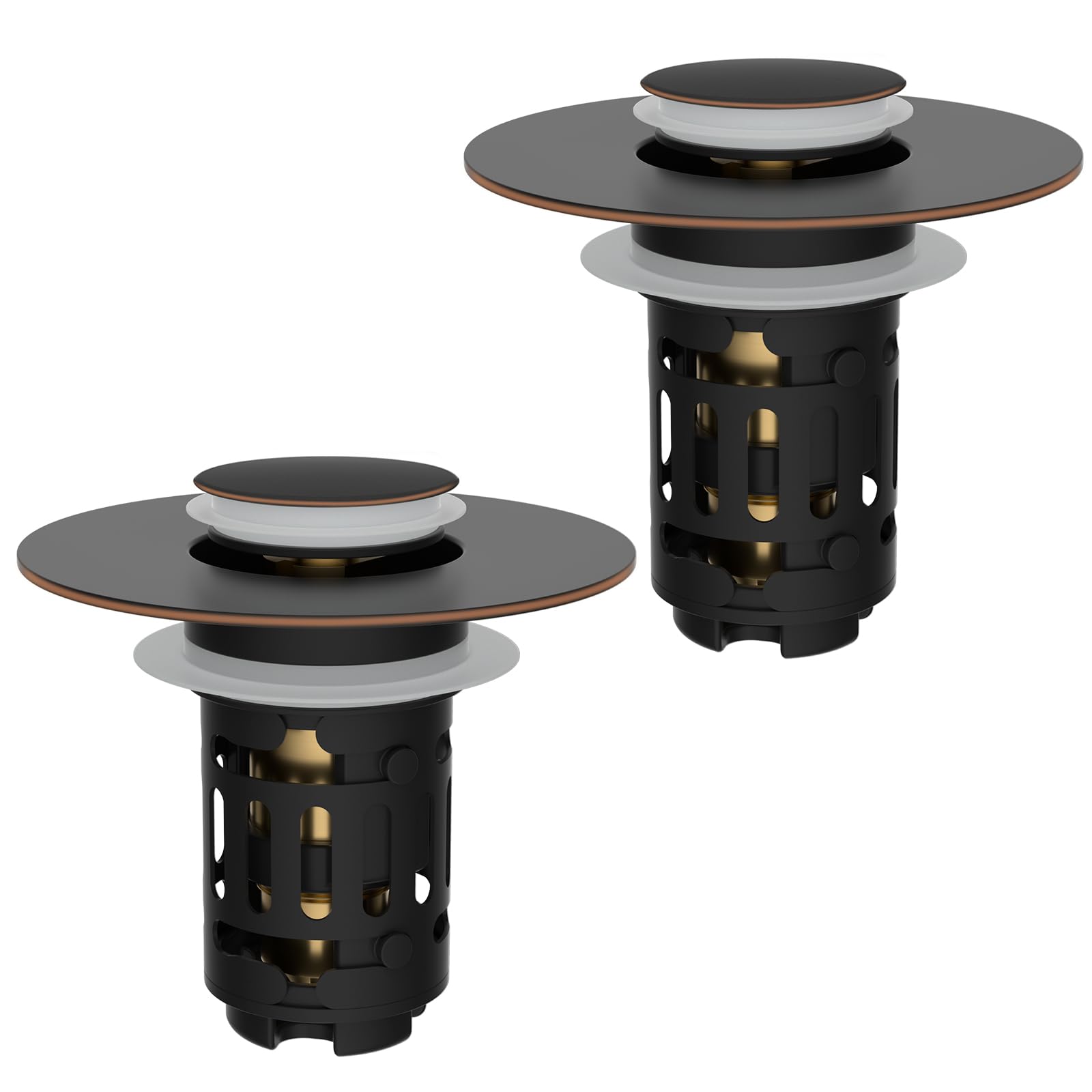 Hibbent 2-pack 3-in-1 sink drain strainer with storage and filtration for daily use