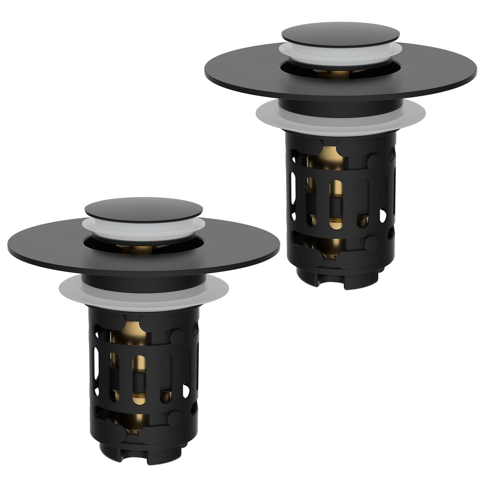 Hibbent 2-pack 3-in-1 sink drain strainer for versatile storage and quick drainage.