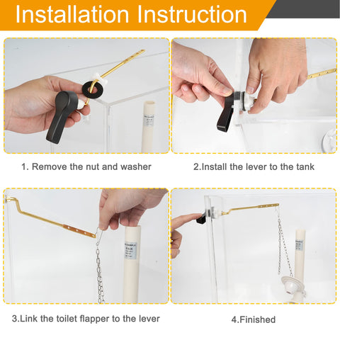 Hibbent 21 cm lever length fits most angle-mount toilets.