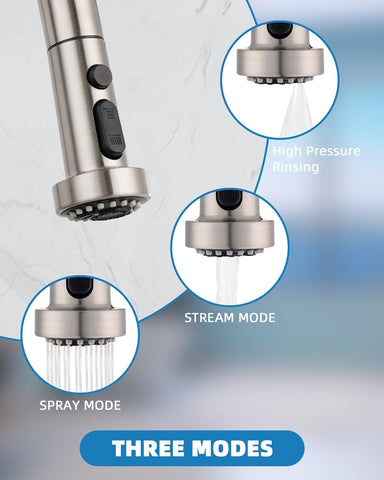 Hibbent 3-function sprayer showcases stream, spray, and rinse modes for versatile cleaning.